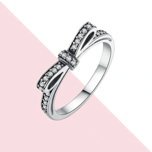 New Sterling Silver Exquisite Classic Bow Stackable Ring, Size 6 - Picture 8 of 9